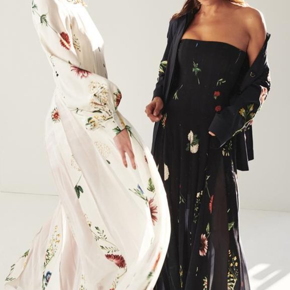 °♡$2,590 NEW OSCAR DE LA RENTA GORGEOUS ECRU MULTI MIDI FLORAL DAY DRESS US 4 - Picture 4 of 9